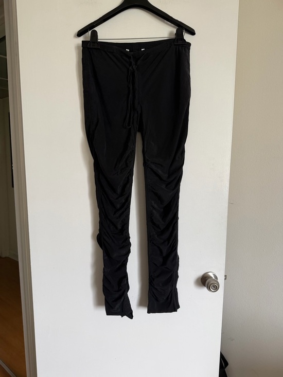 Diane Von Furstenberg Pants - Diane Von Furstenberg Black Silk Ruched Skinny Drawstring Closure Pants size 6